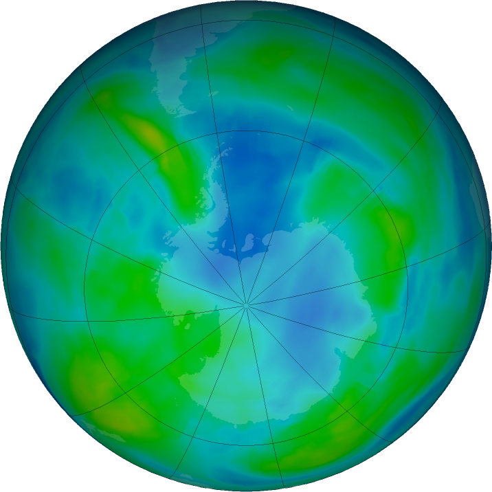 Antarctic ozone map for 18 May 2021